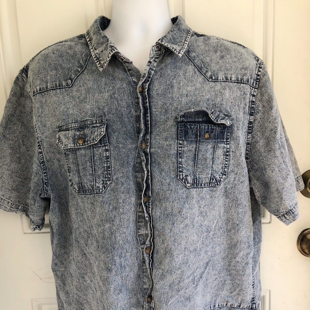 Carbon Mens Denim Button Down Shirt